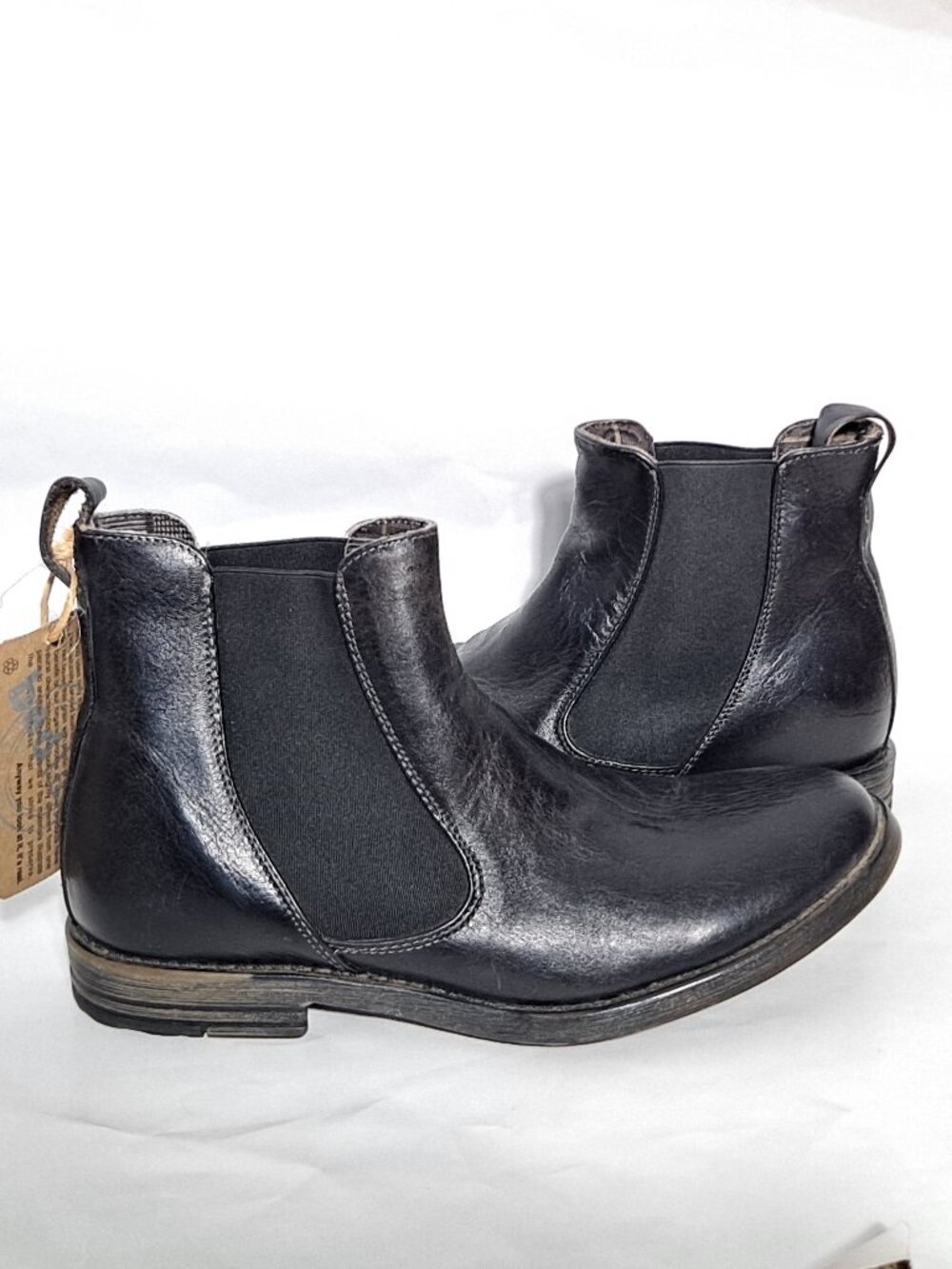 Men's NWT Bed Stu Tribute Black Distressed Chelsea Pull On Boots